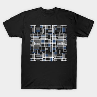 Map Lines Navy Blue Black T-Shirt